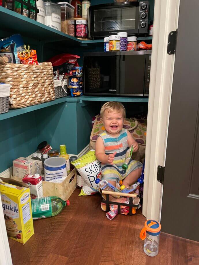 Jude is his happy place: the pantry!