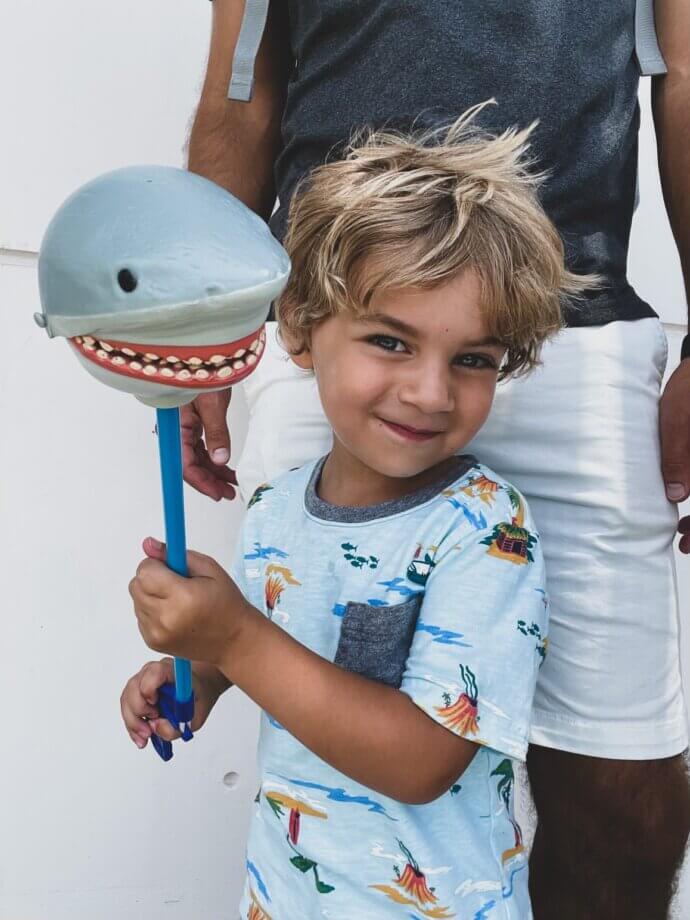 Miles and his shark grabber