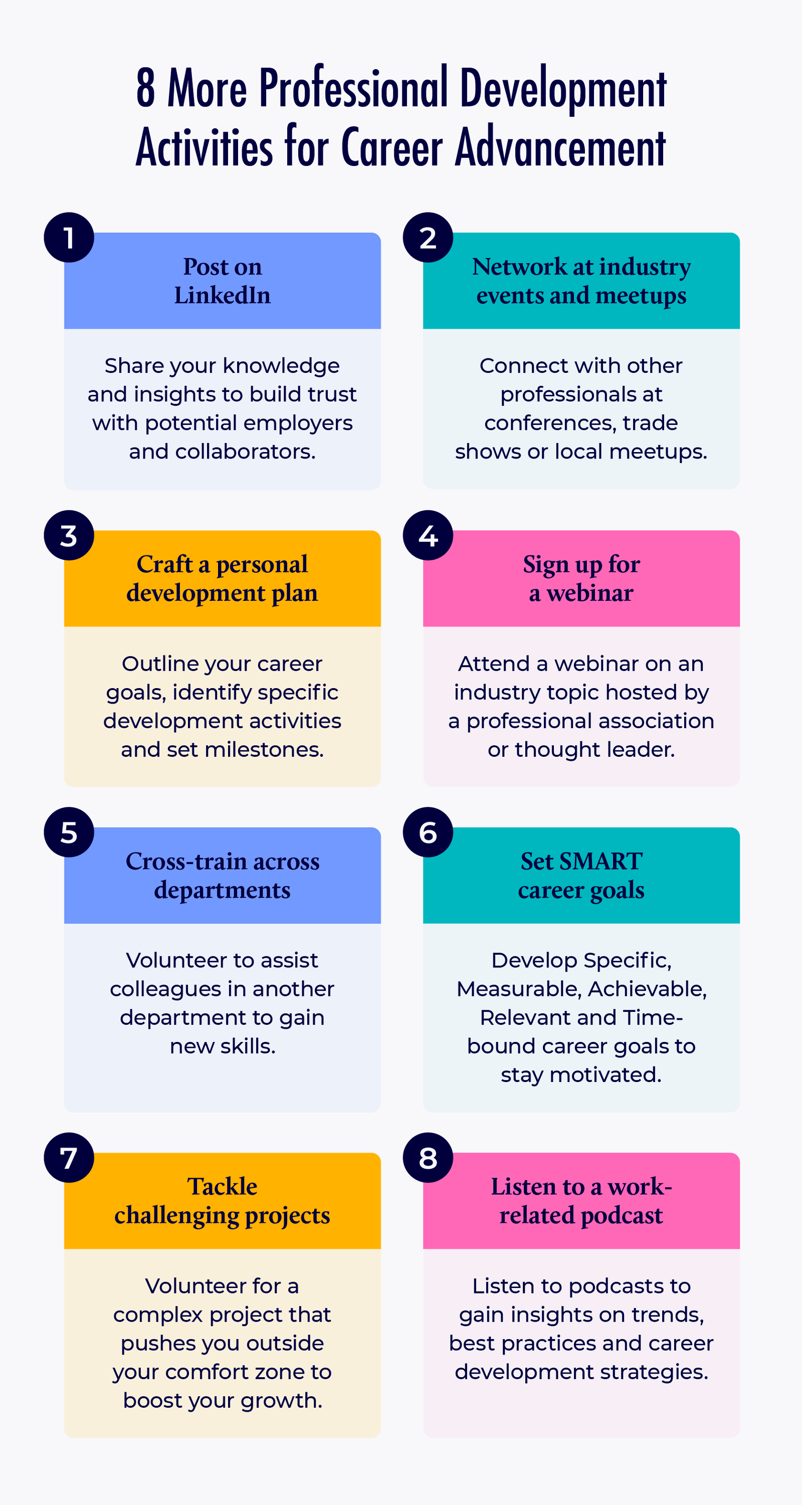 8 more professional development activities for career development.